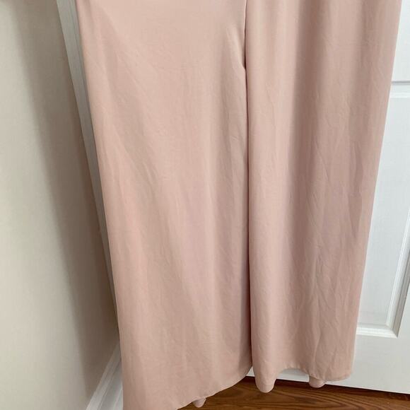 HALSTON HERITAGE Nude Beige Blush Pink Ruffle Sleeveless Formal Evening Jumpsuit - Picture 13 of 13